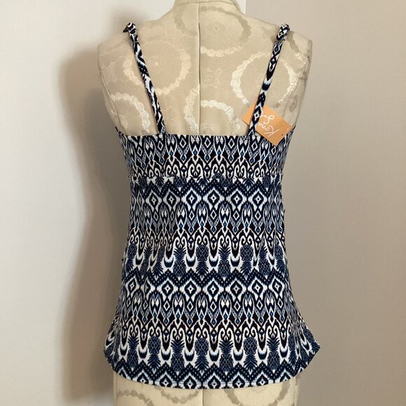 NWT KONA SOL TANKINI CAMI SWIM TANK TOP M SHIRRED SIDES BEACH POOL BOHO PRINT - Picture 3 of 3